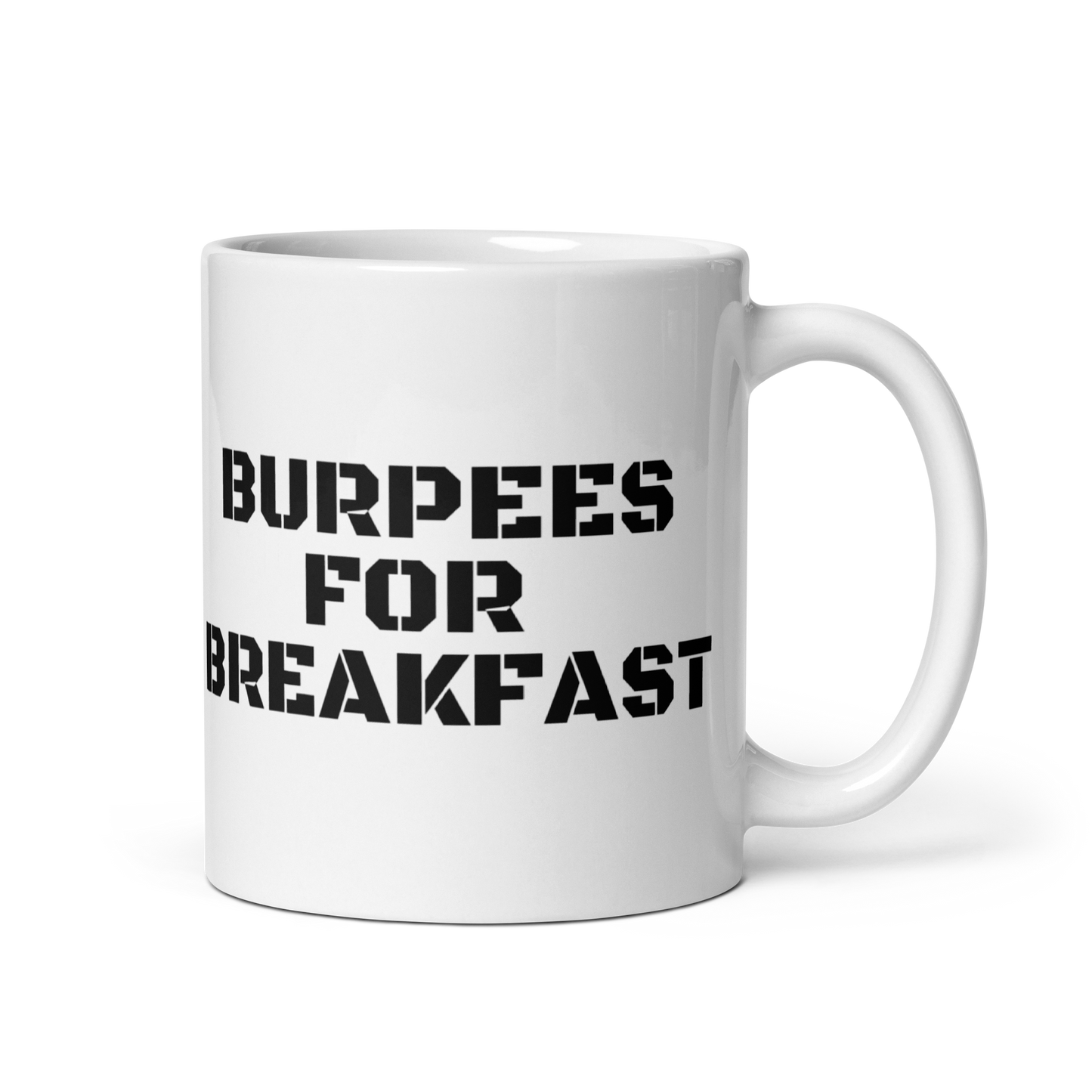 White glossy mug - Burpees for Breakfast