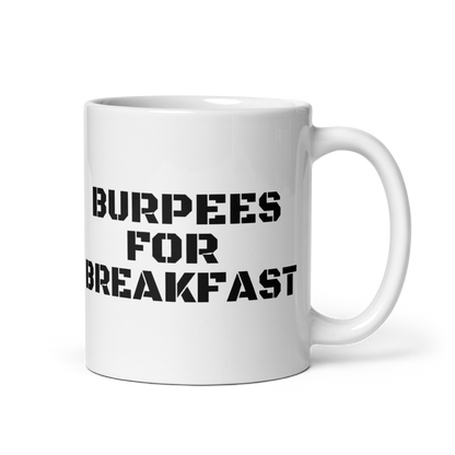 White glossy mug - Burpees for Breakfast