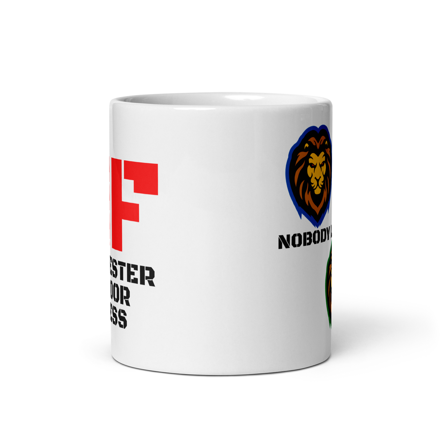 White glossy mug - Nobody left behind