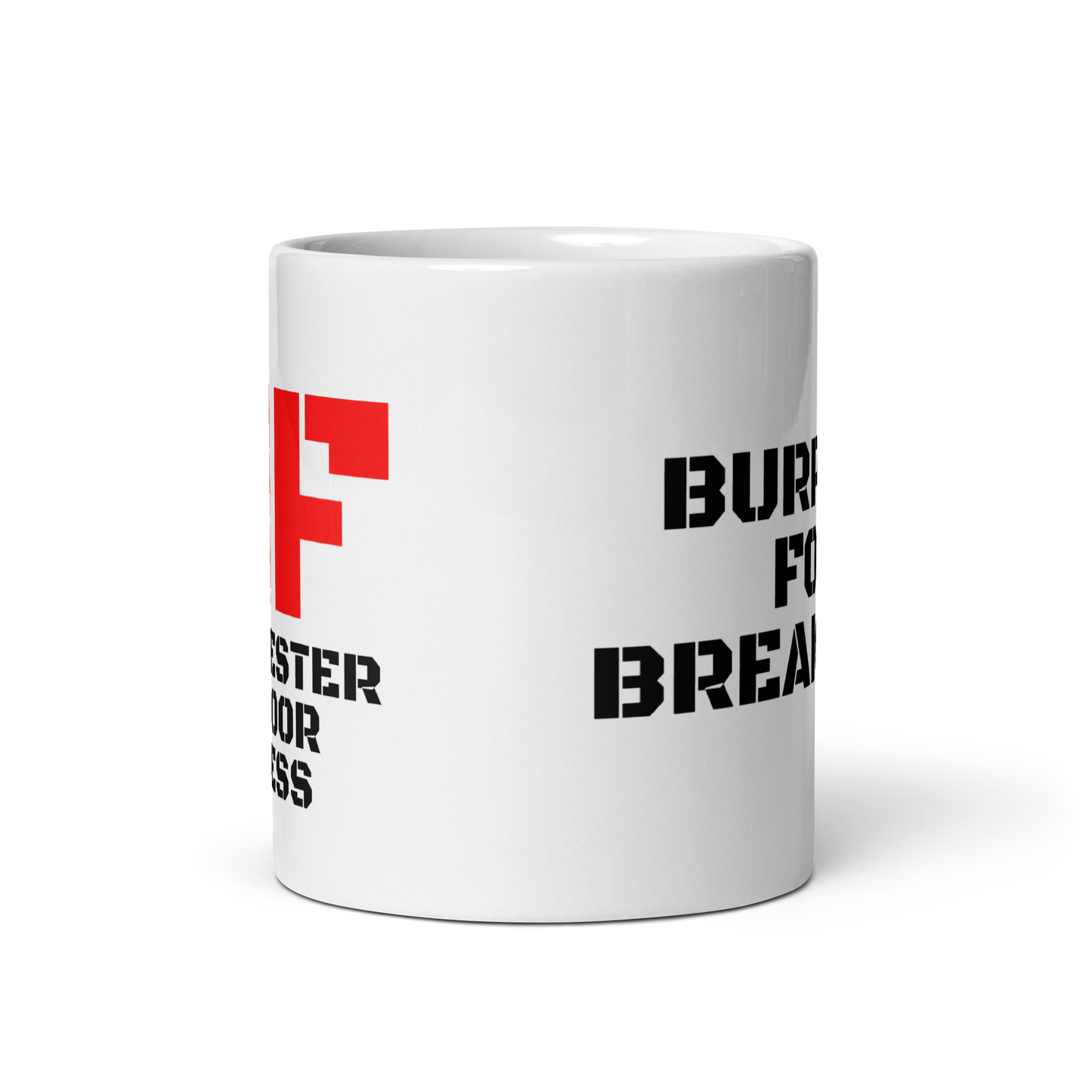 White glossy mug - Burpees for Breakfast