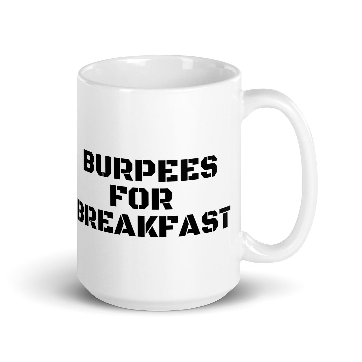 White glossy mug - Burpees for Breakfast